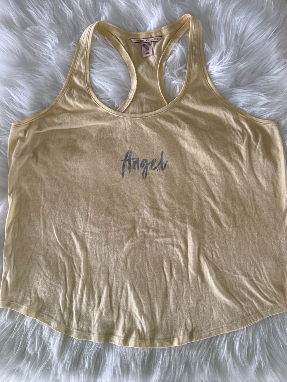 🪽VICTORIA’S SECRET "Angel" Pastel Yellow Racerback Tank Top • L 🪽